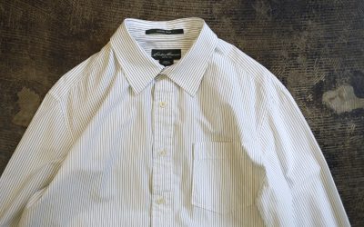 Eddie Bauer Stripe Shirt with Pocket “White×Matcha”