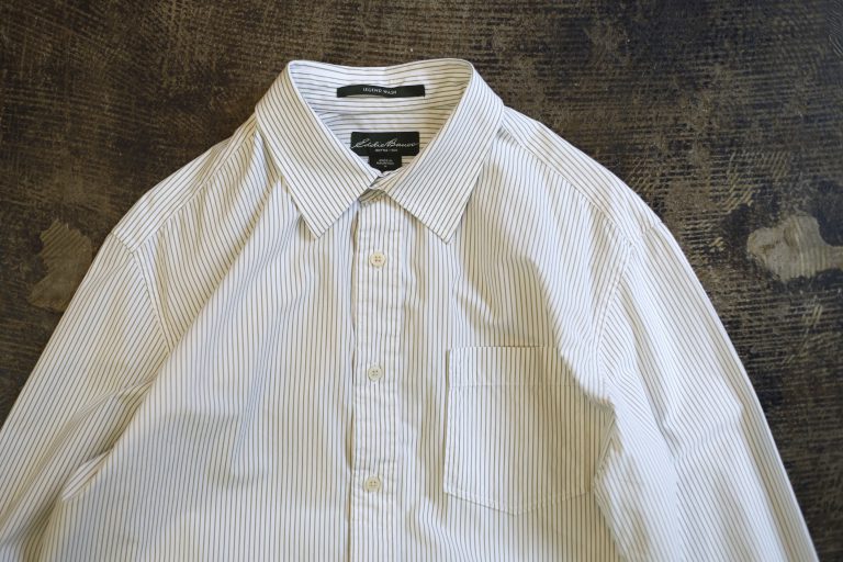 Eddie Bauer Stripe Shirt with Pocket “White×Matcha”