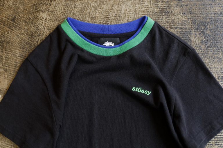 STUSSY Double Rib Neck Embroidery Logo T-Shirt