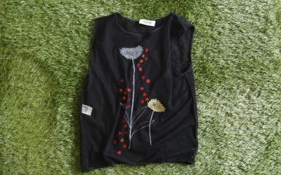 MOSCHINO Flower Embroidery Mesh × Crochet  Sleeveless Top