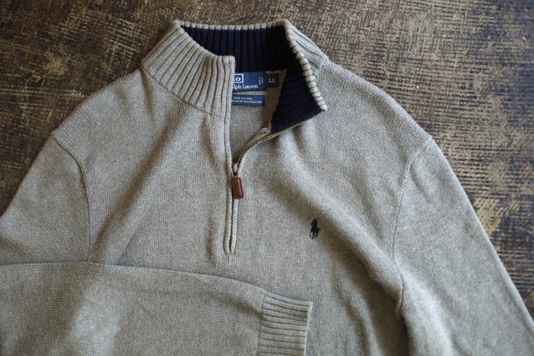 POLO by Ralph Lauren OLD Half Zip Embroidery Logo Cotton Knit