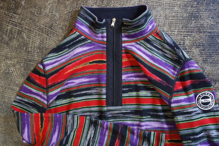 L-RL LAUREN ACTIVE by Ralph Lauren 1990’s Half Zip Native Border Top